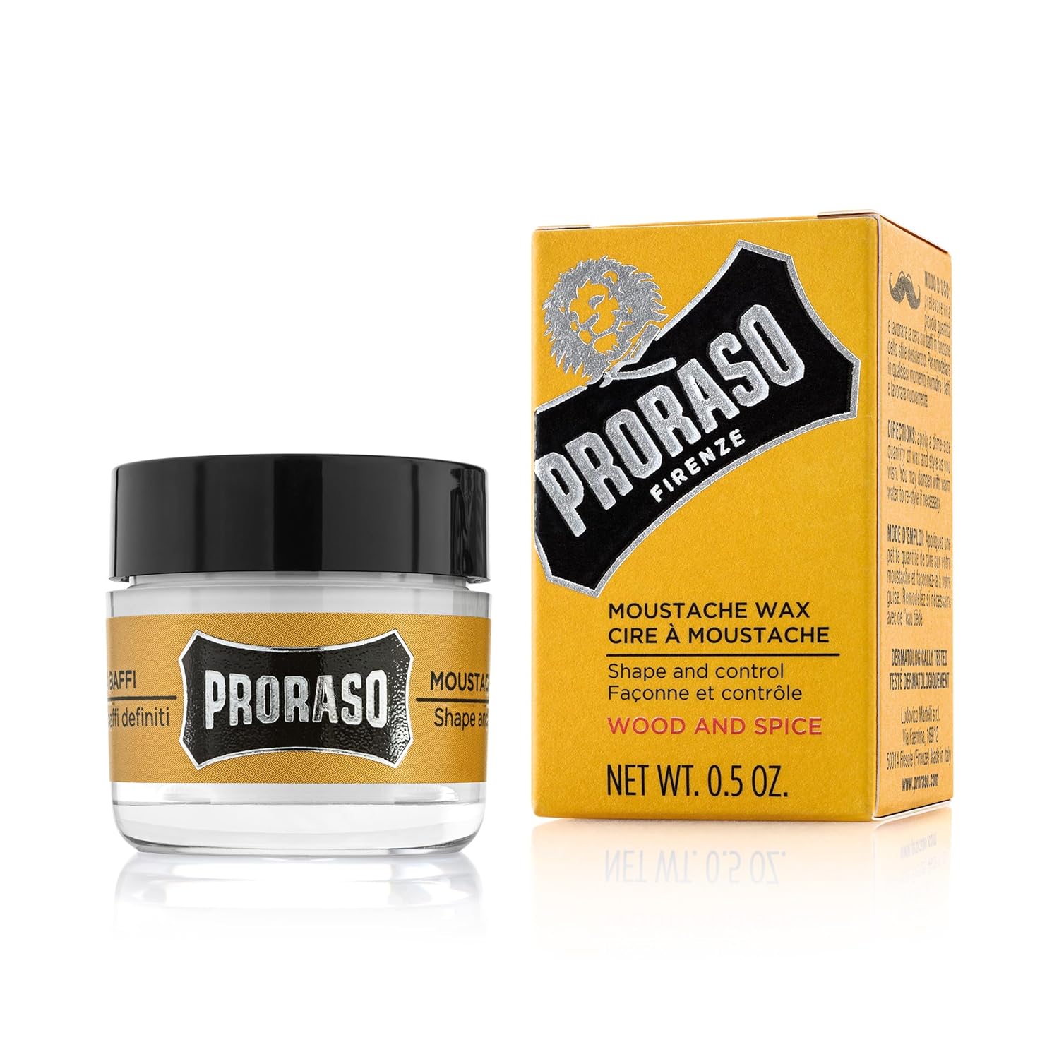 Proraso Medium Hold Moustache Wax - Natural Finish Beard & Moustache Styling Wax - Cream-to-wax Formula - 0.5oz Proraso Medium Hold Moustache Wax - Natural Finish Beard & Moustache Styling Wax - Cream-to-wax Formula - 0.5oz