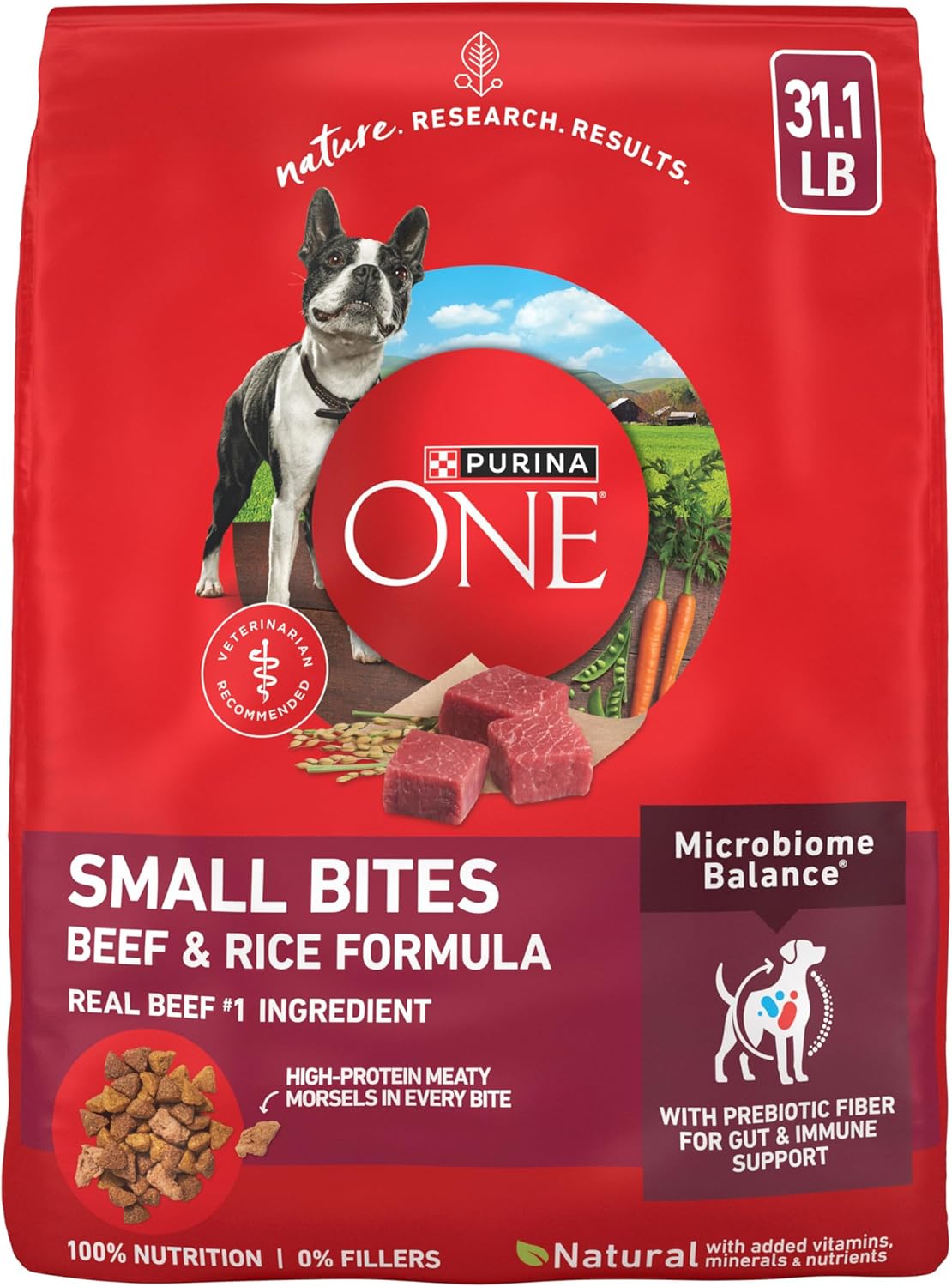 Purina ONE Small Bites Beef and Rice Formula Small High Protein Dry Dog Food Natural With Added Vitamins, Minerals and Nutrients - 31.1 lb. Bag Purina ONE Small Bites Beef and Rice Formula Small High Protein Dry Dog Food Natural With Added Vitamins, Minerals and Nutrients - 31.1 lb. Bag