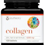 Youtheory Advanced Collagen with Vitamin C - 6,000 mg Hydrolyzed Collagen Peptides & Amino Acids - Hair, Nails, Joints & Bones Support - 120 Tablets (20-Day Supply)*
