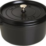 Staub Cast Iron Round Cocotte, Dutch Oven, 7-quart, serves 7-8, Made in France, Matte Black