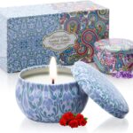 2 Pack Scented Candles, 2.5 oz Aromatherapy Candles for Home Scented, Natural Soy Candles with Floral Scents, Portable Small Jar Candle Set for Travel, Spa, Bath, Yoga, Home Decor Candle