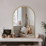 Arched Bathroom Mirror for Wall, 36" x 24" Gold Metal Frame Vanity Mirror, HD Glass Over Sink for Bathroom, Entryway, Bedroom