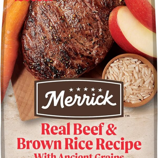 Merrick Healthy Grains Premium Adult Dry Dog Food, Wholesome And Natural Kibble With Beef And Brown Rice - 4.0 lb. Bag