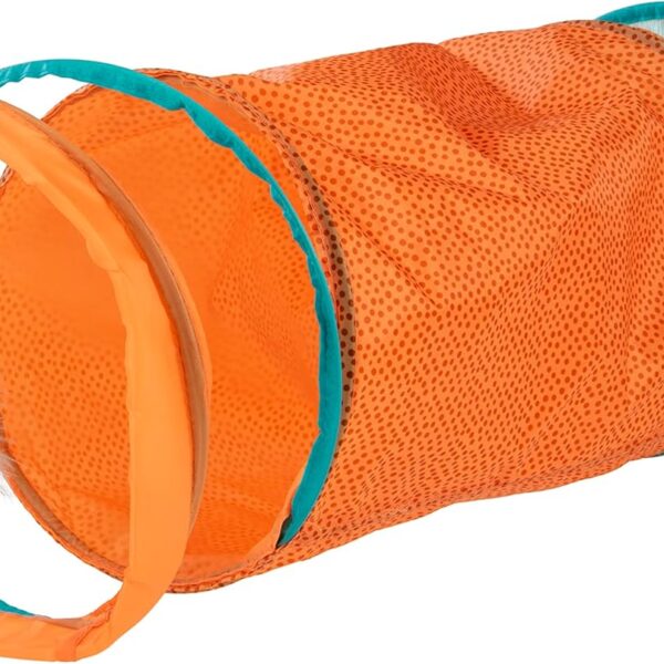 Instincts by SmartyKat Teaser Tunnel Activity Tunnel Cat Toy w/Fringe & Feather Teaser Cat Toy - Orange, One Size