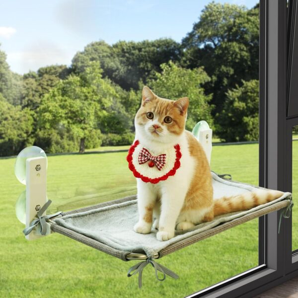 Cat Window Hammock, Suction Cup Cat Perch for Indoor Heavy Duty Cats, Waterproof Scratch-Resistant Bed, Foldable Space Saving Design, Medium Grey