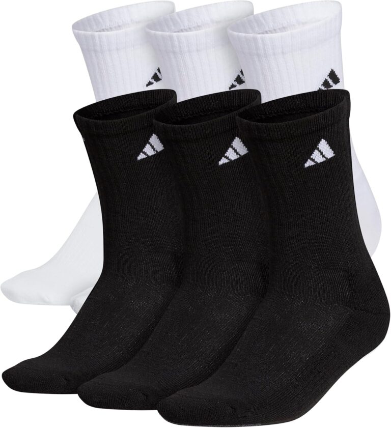 adidas Men's Athletic Cushioned Crew Socks (6 Pairs) Durable & Comfortable