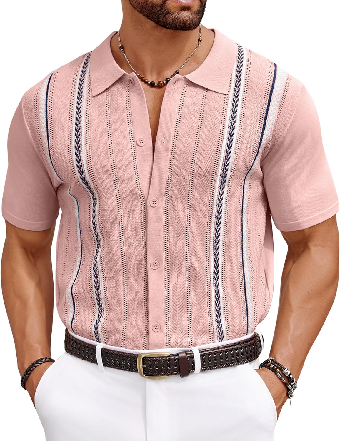 COOFANDY Knit Shirts for Men Casual Short Sleeve Button Down Shirts Summer Beach Stretch Fit Collared Shirts COOFANDY Knit Shirts for Men Casual Short Sleeve Button Down Shirts Summer Beach Stretch Fit Collared Shirts