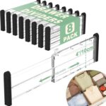 Adjustable Drawer Dividers, 4'' High Expandable Drawer Organizers for Clothes, 8 Pack 12.6-22.8'' Drawer Separators for Kitchen/Bedroom/Office/Bathroom Organization and Storage