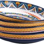 Bico Havana Pasta Bowls, 35oz Salad Bowl Set of 4, Large Ceramic Serving Dinner Bowls for Soup and Cereal, Microwave and Dishwasher Safe, Gift for Housewarming and Thanksgiving