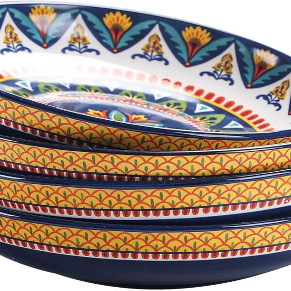 Bico Havana Pasta Bowls, 35oz Salad Bowl Set of 4, Large Ceramic Serving Dinner Bowls for Soup and Cereal, Microwave and Dishwasher Safe, Gift for Housewarming and Thanksgiving