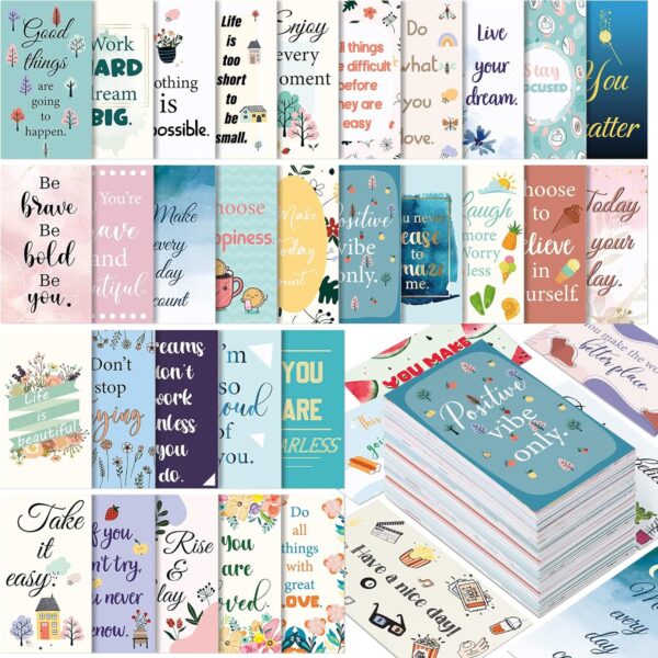 Jinei 300 Inspirational Affirmation Cards Bulk Christian Church Gifts Positive Daily Motivational Cards Small Mini Encouragement Quotes for Mothers Day Women Coworker Team(Flower Style)