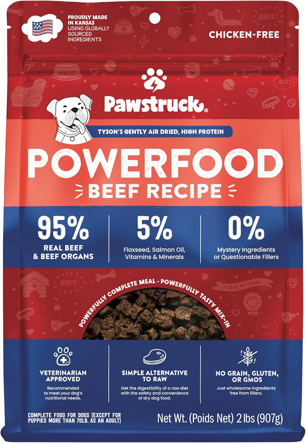 Pawstruck Air Dried Dog Food with Real Beef, Grain-Free, Made in USA, Non-GMO & Vet Recommended, High Protein Limited Ingredient Full-Feed for All Breeds & Ages, 2lb Bag Pawstruck Air Dried Dog Food with Real Beef, Grain-Free, Made in USA, Non-GMO & Vet Recommended, High Protein Limited Ingredient Full-Feed for All Breeds & Ages, 2lb Bag
