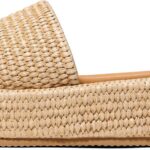 Erocalli Platform Sandals Women Cute Wedge Espadrilles Slip on Summer Beach Raffia Vacation Sandal Comfortable Open Toe Dressy Shoes