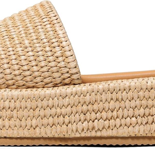 Erocalli Platform Sandals Women Cute Wedge Espadrilles Slip on Summer Beach Raffia Vacation Sandal Comfortable Open Toe Dressy Shoes