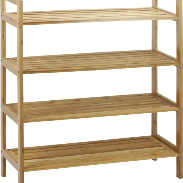 Oceanstar 4-Tier Bamboo, Natural Shoe Rack, Medium