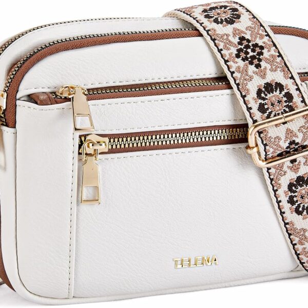 Telena Small Crossbody Bags For Women Vegan Leather Crossbody Purse With Adjustable Wide Strap For Daily Life