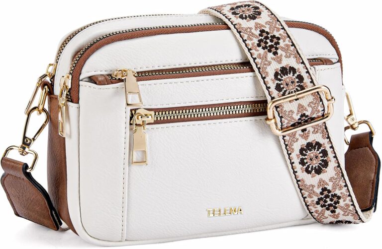 Telena Small Crossbody Bags For Women Vegan Leather Crossbody Purse With Adjustable Wide Strap For Daily Life