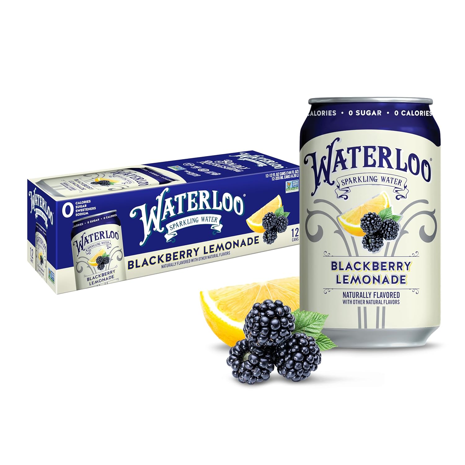 Waterloo Sparkling Water, Blackberry Lemonade Naturally Flavored, 12 Fl Oz Cans (Pack of 12) Zero Calories and Zero Sugar or Sweeteners Waterloo Sparkling Water, Blackberry Lemonade Naturally Flavored, 12 Fl Oz Cans (Pack of 12) Zero Calories and Zero Sugar or Sweeteners