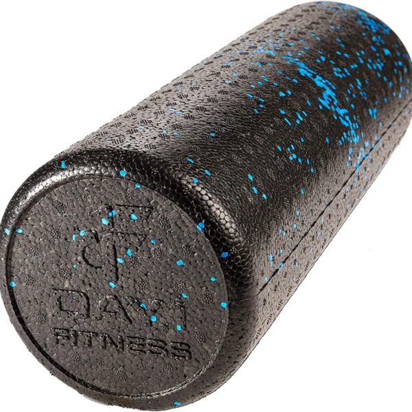 Day 1 Fitness High Density Muscle Foam Rollers - Sports Massage Rollers for Stretching, Physical Therapy, Deep Tissue, Myofascial Release - Ideal for Exercise and Pain Relief - Speckled Blue, 12