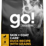 Go! Solutions Skin + Coat Care Duck Dry Dog Food with Grains, Chicken-Free, Healthy Kibble with Omega-3s & 6s for Soft, Shiny Fur, for Puppies, Adults, & Seniors, 22 lb Bag