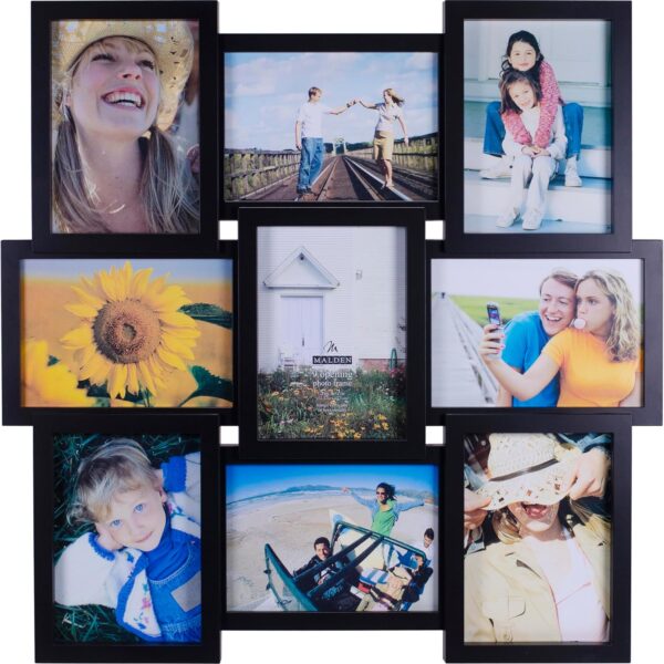 Malden International Designs Crossroads Puzzle Collage Picture Frame, 9 Option, 9-5x7, Black - 2119-957
