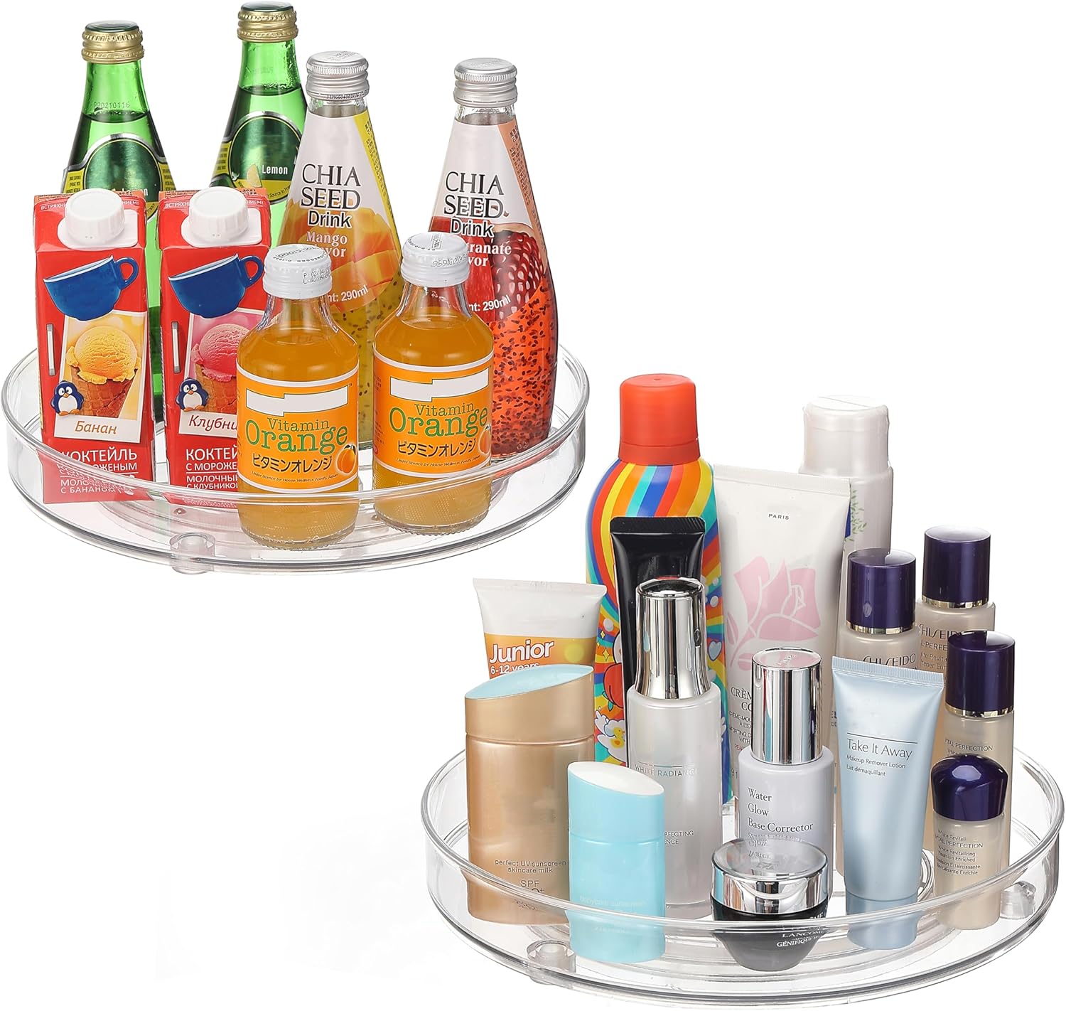 URALFA 2-Pack Lazy Susan Cabinet Organizer, Plastic Rotating Round Lazy Susan Turntable for Cabinet, Pantry, Countertop, Table, Fridge, 10.5 Inch URALFA 2-Pack Lazy Susan Cabinet Organizer, Plastic Rotating Round Lazy Susan Turntable for Cabinet, Pantry, Countertop, Table, Fridge, 10.5 Inch