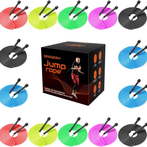 14 Pack Adjustable PVC Jump Rope for Cardio Fitness - Versatile Jump Rope for Women Men Kids Christmas Gift -Tangle-Free for Keeping Fit, Training, Workout