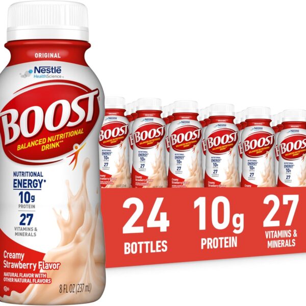 BOOST Original Ready to Drink Nutritional Drink, Creamy Strawberry, 8 fl oz (Pack of 24)