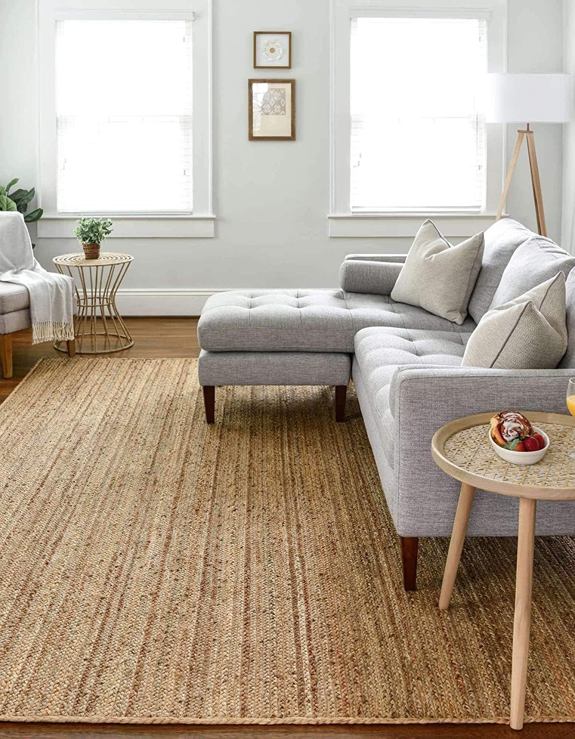 FRELISH DECOR Handwoven Jute Area Rug - 6x9 Feet Natural Yarn - Rustic Vintage Beige Braided Reversible Rectangular Rugs for Bedroom - Kitchen - Living Room - Farmhouse (6' x 9') FRELISH DECOR Handwoven Jute Area Rug - 6x9 Feet Natural Yarn - Rustic Vintage Beige Braided Reversible Rectangular Rugs for Bedroom - Kitchen - Living Room - Farmhouse (6' x 9')