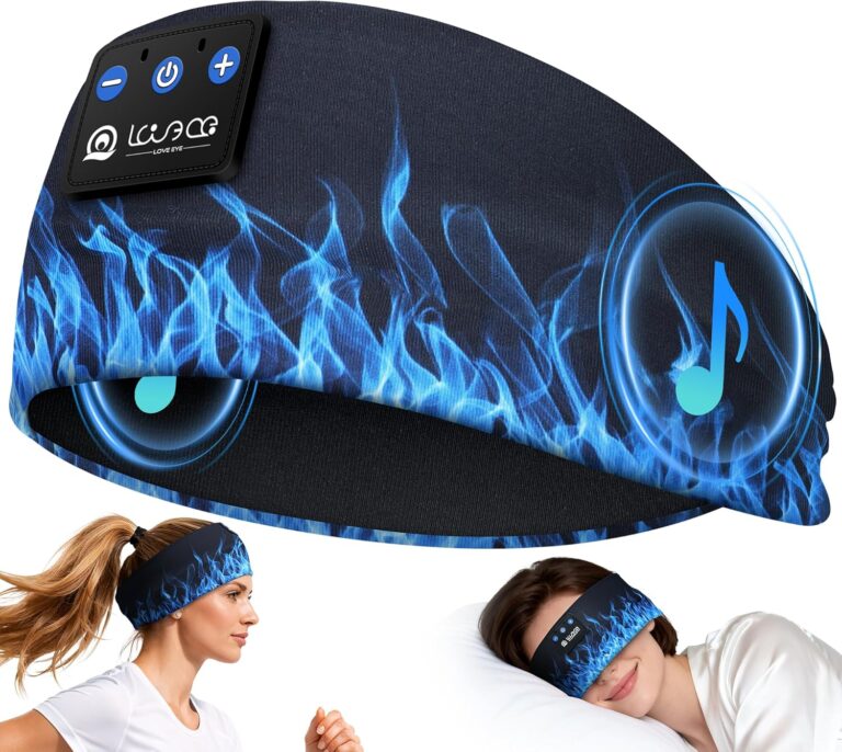 LOVE EYE Sleep Headphones Wireless Headband Headphones Bluetooth 5.4 for Side Sleeper Bluetooth Headband Earphones for Sports for tech Gadgets Gifts (Flame Blue)