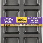Wilton Gold Non-Stick Bakeware Mini Loaf - Baking Pan for Mini Banana Breads, Cakes & More - Made Without PFAS - Offers Even Heat Distribution & Hassle-Free Cleaning - 15 x 10 x 1.6 Inch, 8 Cavity