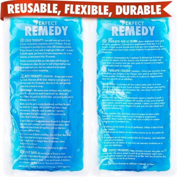 Perfect Remedy 2-Pack Gel Ice Packs for Injuries Reusable, Hot & Cold Pack thats Durable, Soft & Flexible, Fast Relief & Recovery (Blue, Reg 2PK)
