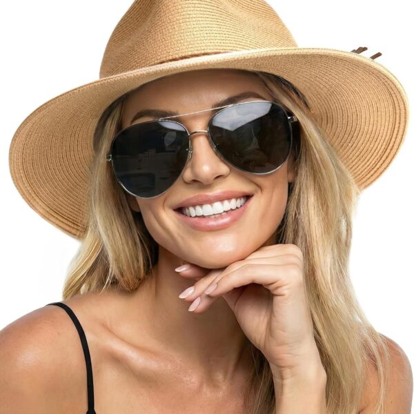 FURTALK Sun Hats for Women Summer Wide Brim UV UPF 80+ Panama Fedora Foldable Packable Straw Beach Hat