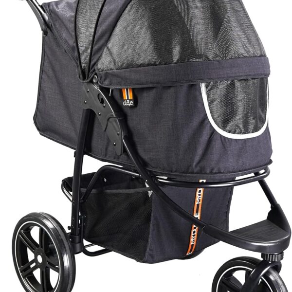 COOPER dog & pet robust buggy, jogger holds up to 32 kg / 70lbs, easy fold, multi-height adjustable soft touch handle, reflective accents, mesh inserts, zippered exits, storage basket below