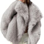 Ainangua Womens Faux Fur Coat Shaggy Oversized Lapel Button Fuzzy Ladies Jackets Warm Winter Outfits