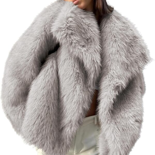 Ainangua Womens Faux Fur Coat Shaggy Oversized Lapel Button Fuzzy Ladies Jackets Warm Winter Outfits