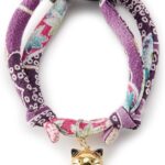 Necoichi Chirimen Hanabi Fireworks Cat Collar (Purple) with Bell Safety Breakaway Soft Lightweight for Cats Kitty Kitten Japanese Stylish Pattern, No.1 Seller in Japan