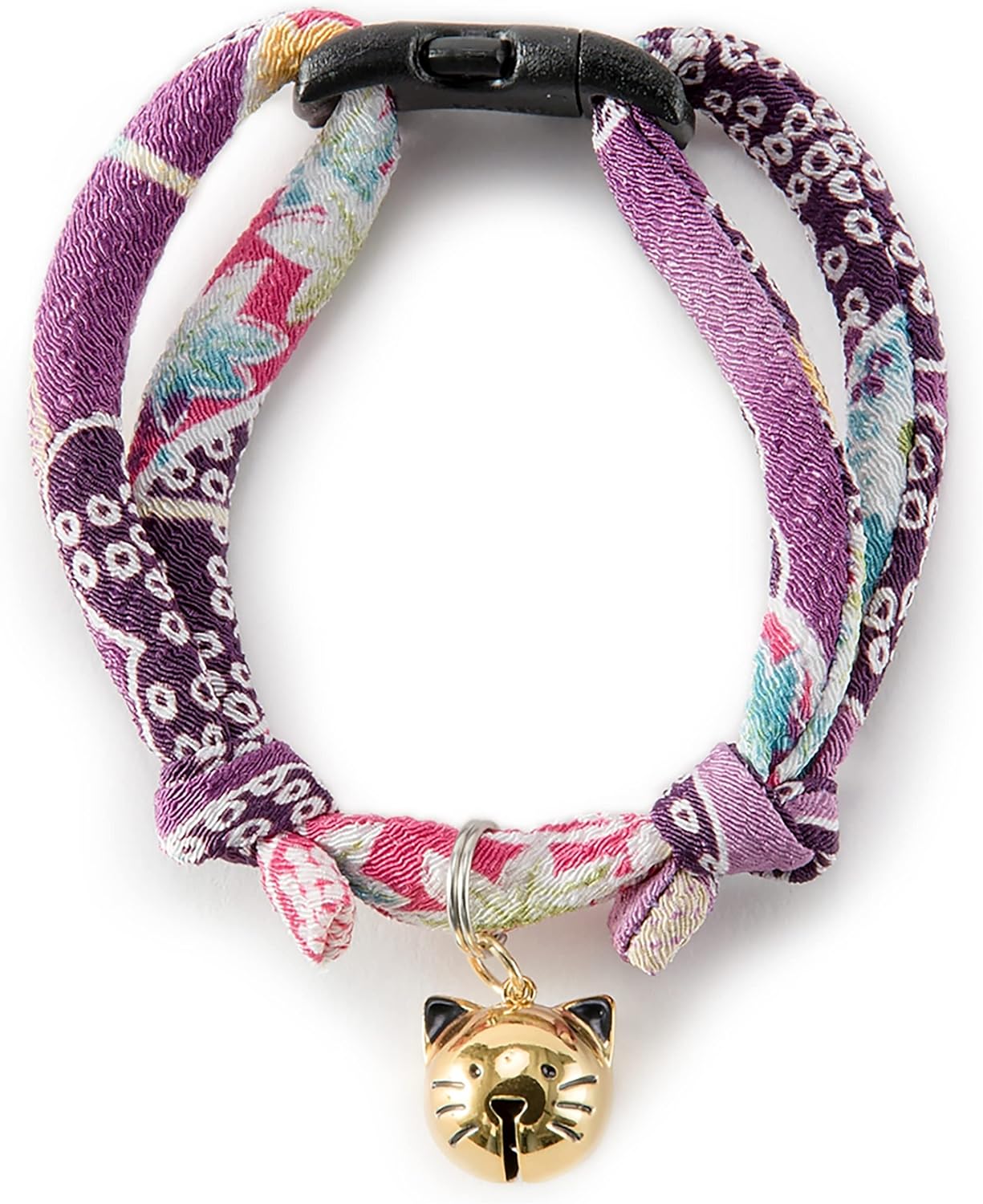 Necoichi Chirimen Hanabi Fireworks Cat Collar (Purple) with Bell Safety Breakaway Soft Lightweight for Cats Kitty Kitten Japanese Stylish Pattern, No.1 Seller in Japan Necoichi Chirimen Hanabi Fireworks Cat Collar (Purple) with Bell Safety Breakaway Soft Lightweight for Cats Kitty Kitten Japanese Stylish Pattern, No.1 Seller in Japan