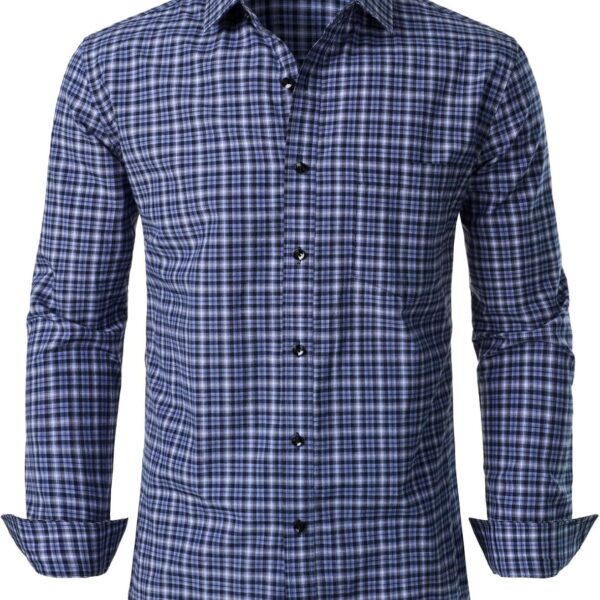 JEMITOP Men's Transitional Weather Slim Fit Long Sleeve Button Down Shirt Business Casual Dress Shirts with Pocket