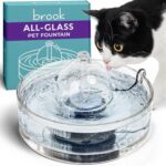 Brook Glass Pet Fountain (90oz/2.7L)  Cat & Dog Water Fountain  Glass Cat Fountain & Automatic Water Dispenser for Drinking