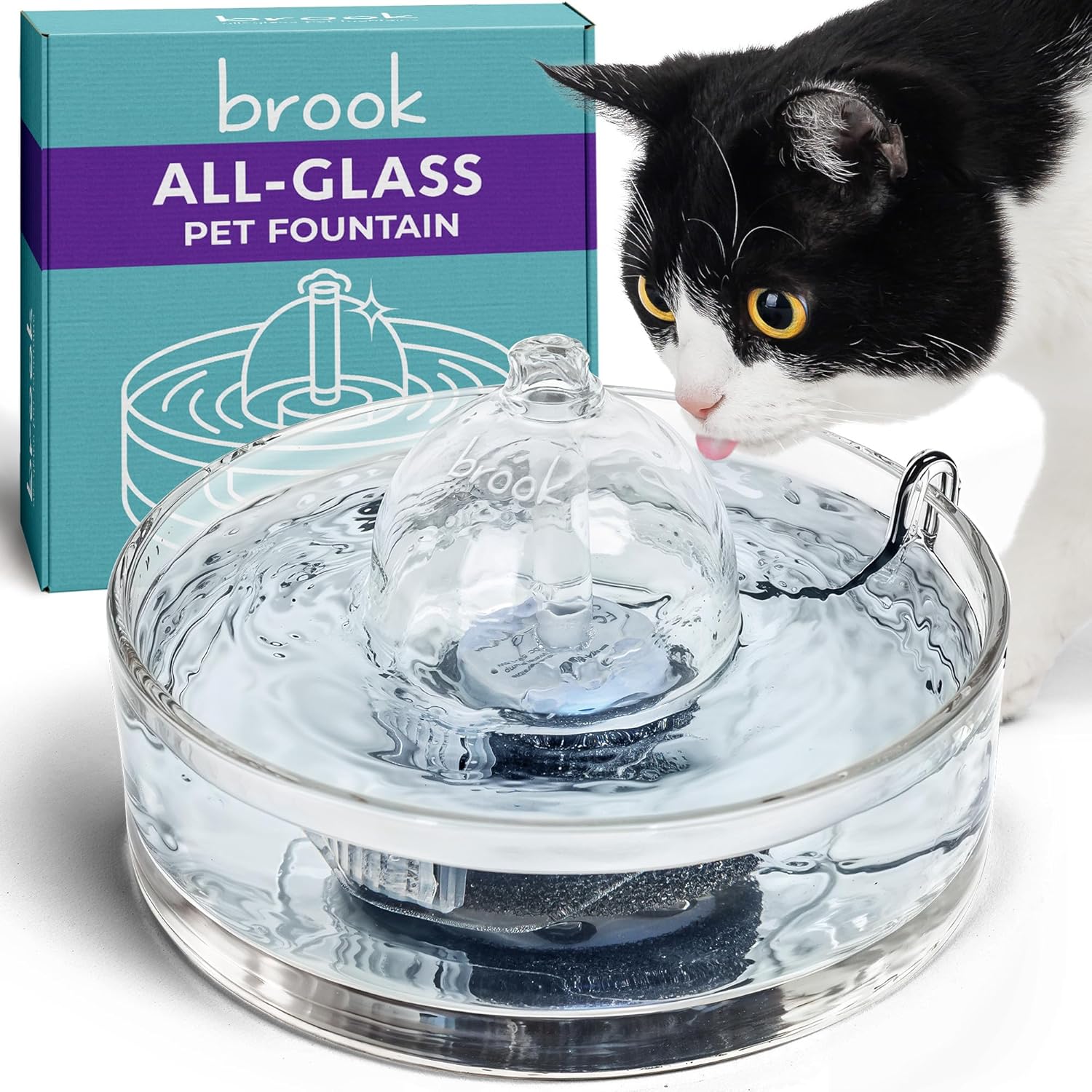 Brook Glass Pet Fountain (90oz/2.7L) Cat & Dog Water Fountain Glass Cat Fountain & Automatic Water Dispenser for Drinking Brook Glass Pet Fountain (90oz/2.7L) Cat & Dog Water Fountain Glass Cat Fountain & Automatic Water Dispenser for Drinking