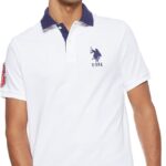 U.S. Polo Assn. Men's Short-Sleeve Polo Shirt with Applique, Casual Summer Slim Fit Polo Shirt with Contrast Color