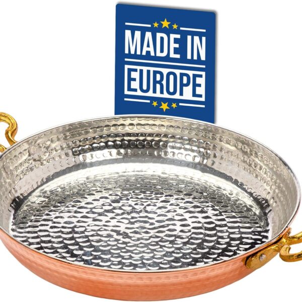 Crystalia Authentic Hammered Copper Pan and Cookware, Traditional Handmade Copper Skillets for Cooking, Egg Fry Omelet Pan with Ergonomic Metallic Handles (7 Inches)