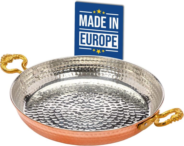 Crystalia Authentic Hammered Copper Pan and Cookware, Traditional Handmade Copper Skillets for Cooking, Egg Fry Omelet Pan with Ergonomic Metallic Handles (7 Inches)