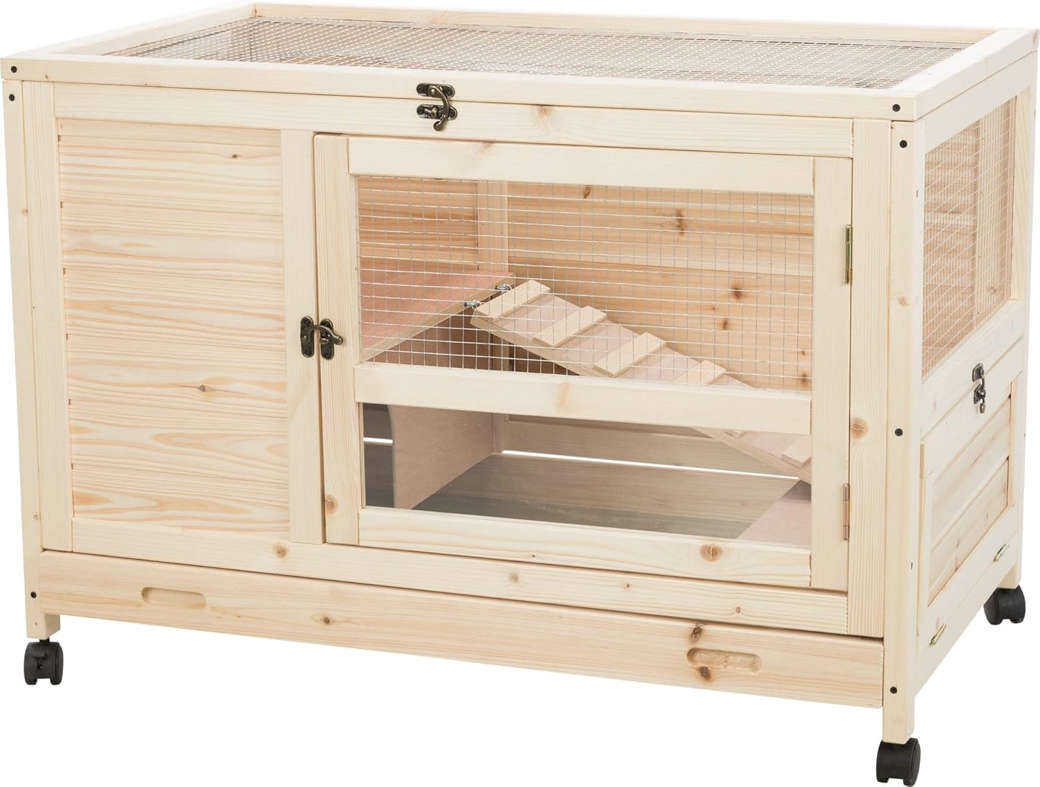 TRIXIE Natura X-Small Indoor Rabbit Hutch, Pet House for Rabbits and Guinea Pigs, Bunny Cage on Wheels, Pull Out Tray TRIXIE Natura X-Small Indoor Rabbit Hutch, Pet House for Rabbits and Guinea Pigs, Bunny Cage on Wheels, Pull Out Tray