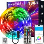 DAYBETTER LED Strip Lights 100ft, Smart Lighting with App Remote Control, RGB LED Lights for Bedroom, Music Sync Color Changing for Room Home Decor Party (1 Roll)