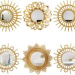 Namalu 6 Pcs Sunburst Mirror for Wall Decor, Small Circle Sun Espejos Decorative Mirror Hanging for Art Entryway Home Decor Bathroom Bedroom Living Room(Elegant,Gold)
