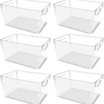 Utopia Kitchen Clear Pantry Organizers and Storage Bins 6 Pack, Large Clear Storage Bins for Pantry, Durable Freezer Organizer Bins With Handles for Organizing Fridge, Kitchen Organization
