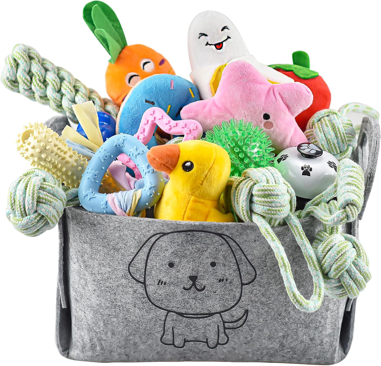 LECHONG 24 Pack Puppy Chew Toys, Dog Teething Toys with Storage Bin, Dog Rope Toys and Squeaky Toys for Boredom, Interactive Dog Toys for Small & Medium Breeds LECHONG 24 Pack Puppy Chew Toys, Dog Teething Toys with Storage Bin, Dog Rope Toys and Squeaky Toys for Boredom, Interactive Dog Toys for Small & Medium Breeds