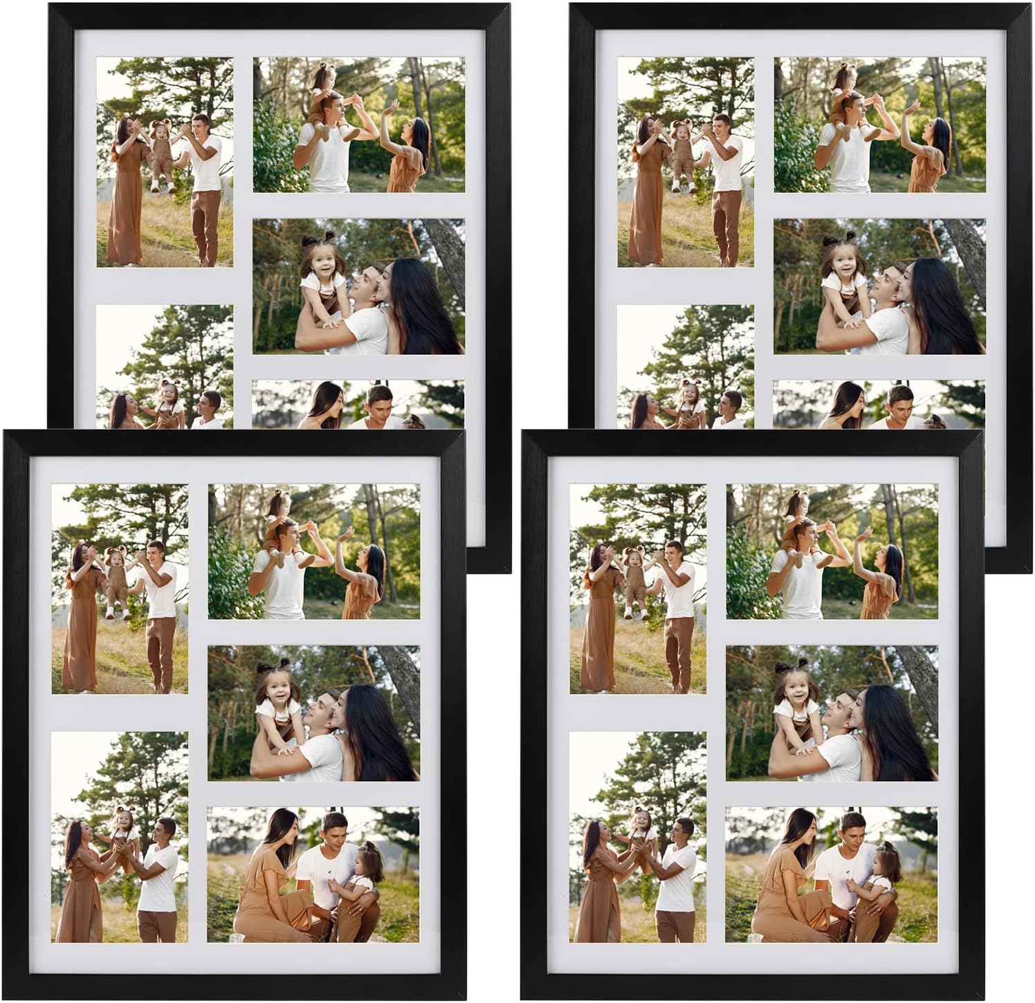 PHAREGE 5 Openings 4x6 Picture Frame Collage Black 4 Pack, 11x14 Poster Frame Set of 4, Display Family Wedding Photos Horizontal or Vertical on The Wall PHAREGE 5 Openings 4x6 Picture Frame Collage Black 4 Pack, 11x14 Poster Frame Set of 4, Display Family Wedding Photos Horizontal or Vertical on The Wall